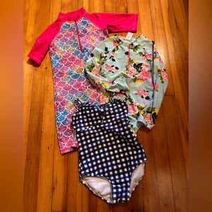 Three Girl Bathing Suits Size 6